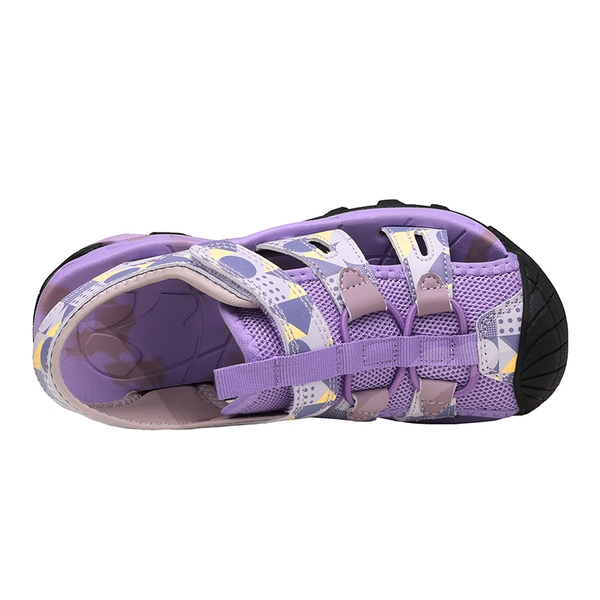 Kids Closed Toe Lightweight Athletic Sandals - PURPLE WHITE GREEN - 2